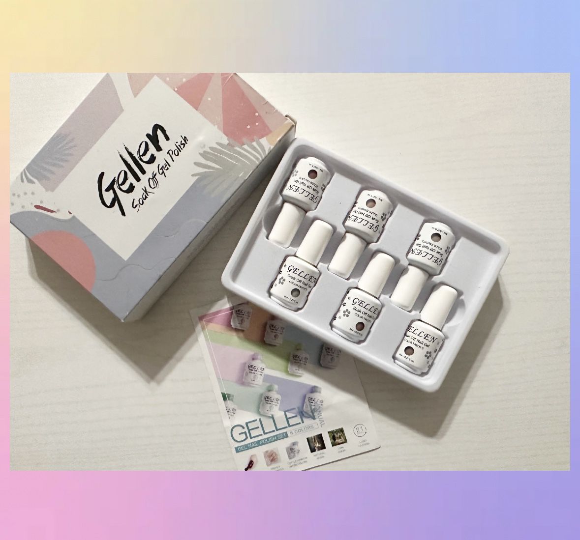 Gellen Gel Nail Polish Box Set of 6 UV LED Soak Off Pinks Matte Mauve New In Box