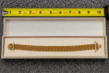 Vintage PAJ Textured Runway Statement Bracelet – 41g Chunky Gold-Tone Mesh