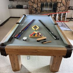 8’ Brunswick Slate Pool Table w/Accessories