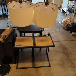 Set of 2 Better Homes & Gardens Matte Black Floor Lamp with Magazine Rack.