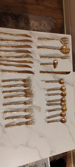 Vintage 24 piece Nickel Bronze dining set