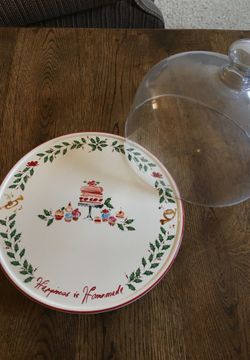 LENOX holiday theme Cake Stand with cover 9.5 in
