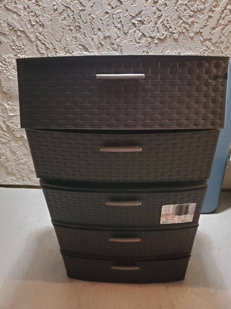 Sterilite Weave 5 Drawer Brown Plastic Storage Drawers