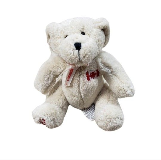Vintage Canada Sitting Stuffed Bear 7" Cream