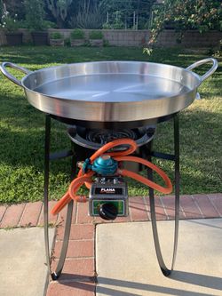 Set de 3ps Base quemador y comal redondo de acero inoxidable