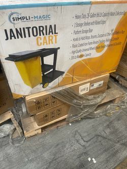 Janitorial Cart, 330 lbs Capacity – 3-Shelf Commercial Housekeeping Cleaning Cart
