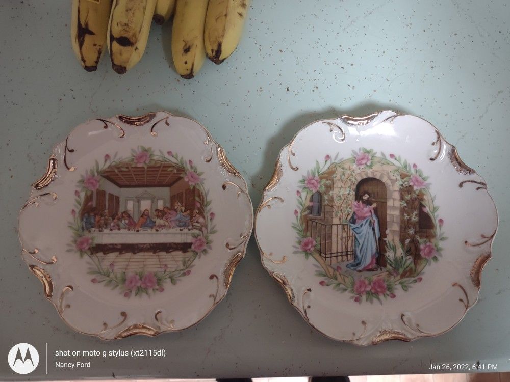 Lord's Last Dinner 18k Trim Plate And Matching Plate
