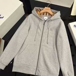 Authentic Burberry Zip Hoodie – Small – Light Grey
