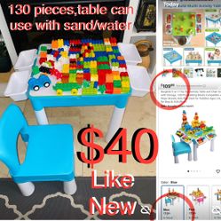 $40 like New Duplo activity Table & Chair +130  Block pieces,can use as Water/Sand /Snack /Table