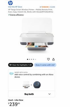 HP Tango Smart Wireless Printer White