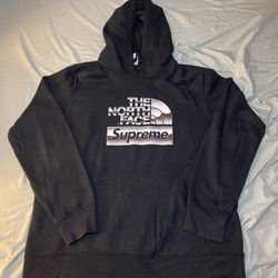 Supreme North face collab metallic logo hoodie