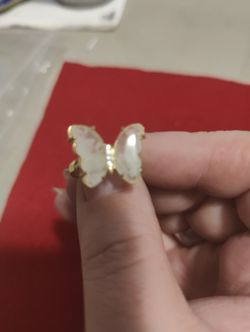 Clear Quartz Adjustable Crystal Butterfly Ring