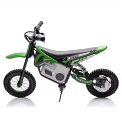 36-Volt Green Electric Mini Dirt Motorcycle for Kids, 15.53MPH Speed, Stepless Variable Speed Drive, Disc Brake, Age14+