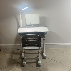 Adjustable Student Desk with LED Lamp
