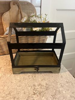 Wood and metal terrarium $12