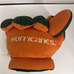 University of Miami, (UM) Plush Puffy Hand Fan Glove.Toy Factory Team Spirit.
