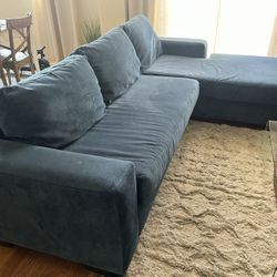 L Shaped blue couch