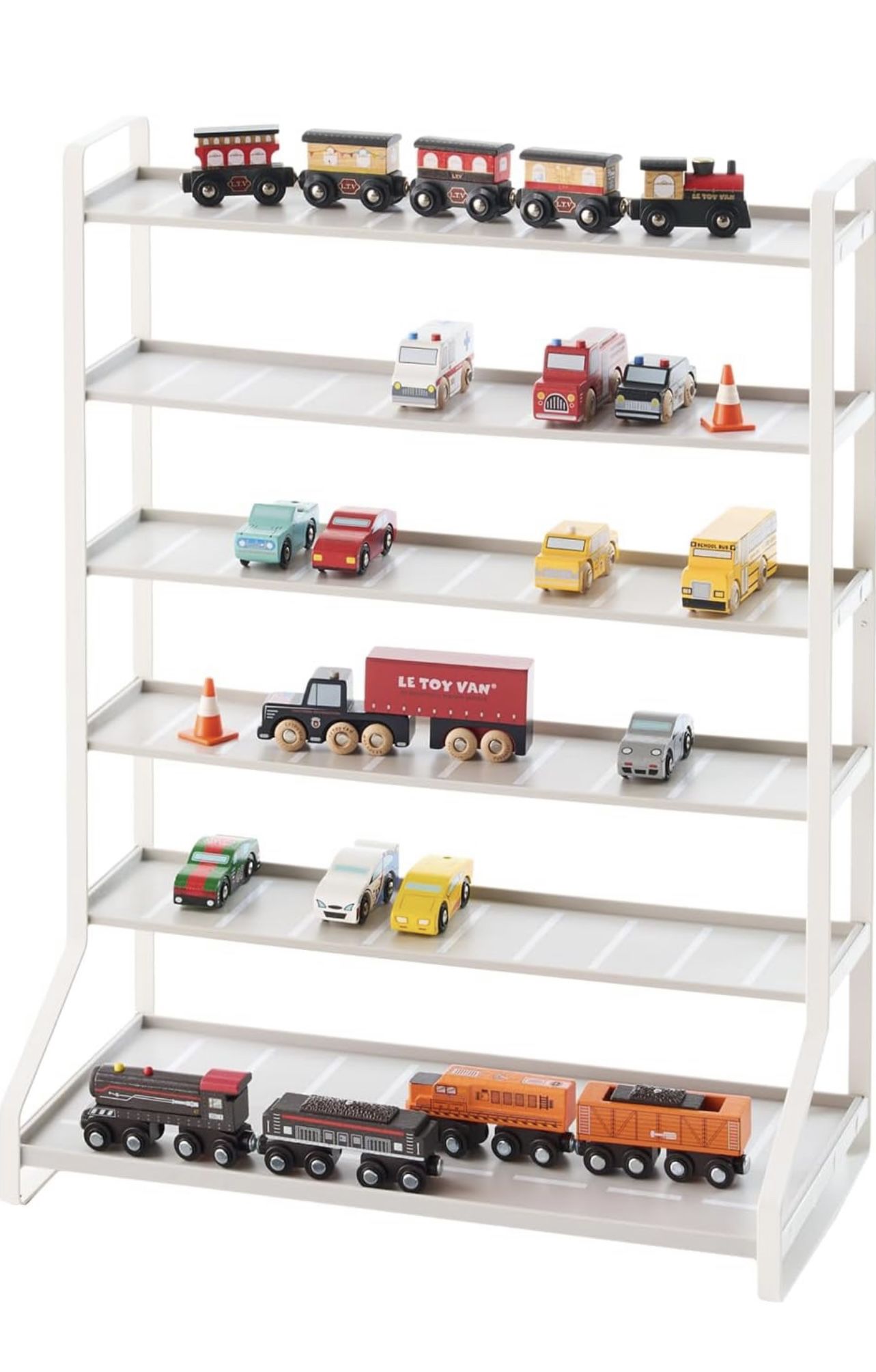 Parking Garage Home Train Hotwheels Model Car Display | Kids Steel, Plastic | Toy Storage, One Size, White