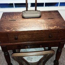 Antique Desk, Chair, Lamp, Stools, Keurig, Bathroom Scale