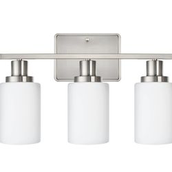 3-Light Nickel Vanity Light Bathroom Fixtures-Sconce Lighting w/Clear Glass Shade for Hallway Kitchen Bedroom