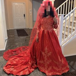 Red wedding dress
