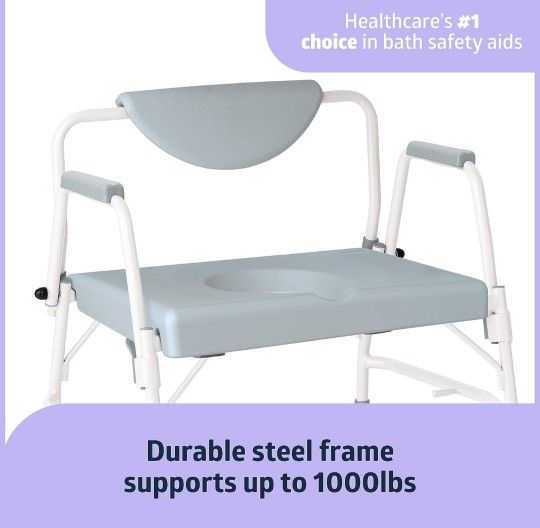 Medline Bariatric Drop-Arm Commode – New, Heavy Duty 1,000 lb Capacity