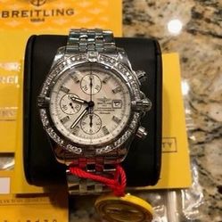 Breitling Chronomat Evolution A13356 MOP Diamond Dial Bezel AUTHENTIC Watch!