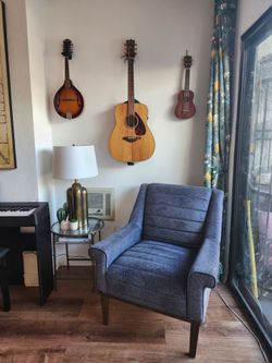 Accent Chair Blue-Anthracite Chenille