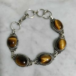 Tiger Eyes Silver Bracelet 
