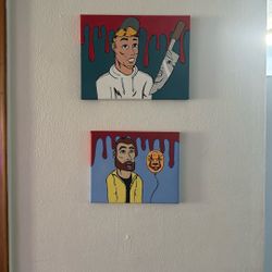 Custom Blood Drip, Cartoon Horror Themed Painting. 