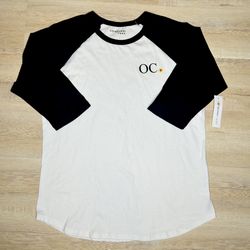 CorePower Yoga Baseball Raglan T-Shirt Men’s Black and White  3/4 Sleeve