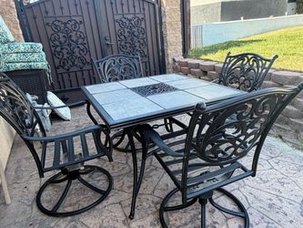 Patio Dining Set with Tile Top Table