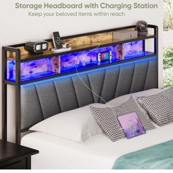 Full Bed frame with Headboard  Brown/black 