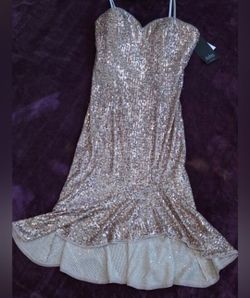 Aidan Mattox Gold Strapless Sequin Mermaid Gown