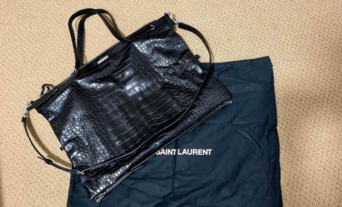 SAINT LAURENT Crocodile Embossed Large Niki Shopping Bag