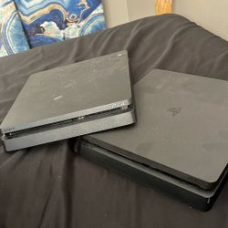 2 PS4 Slims With 2 Controllers 