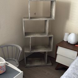 Unique Wood Book Shelf, Gray