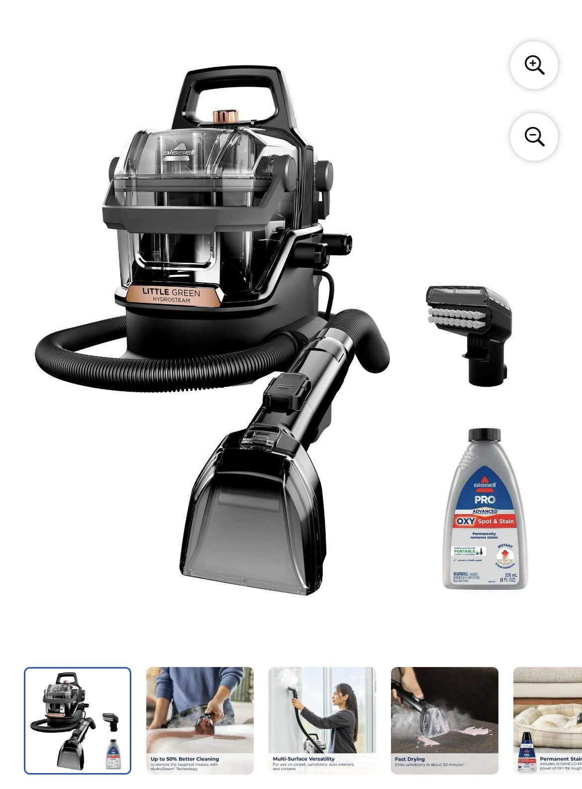 BISSELL Little Green HydroSteam Portable Deep Cleaner, for Carpet , Upholstery, Auto, and Stair