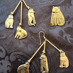 Gold CAT Earrings & Brooch by Laurel Burch