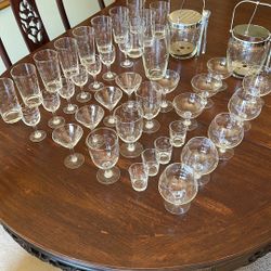 Vintage Set 41 Piece 1950s Bamboo Crystal