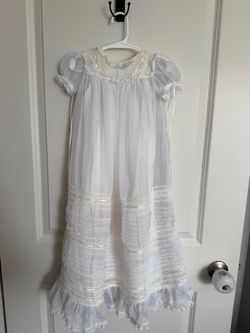 White Baby Christening Gown with Lace Detail