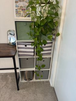 White Cube Storage Shelf with Fabric Bins