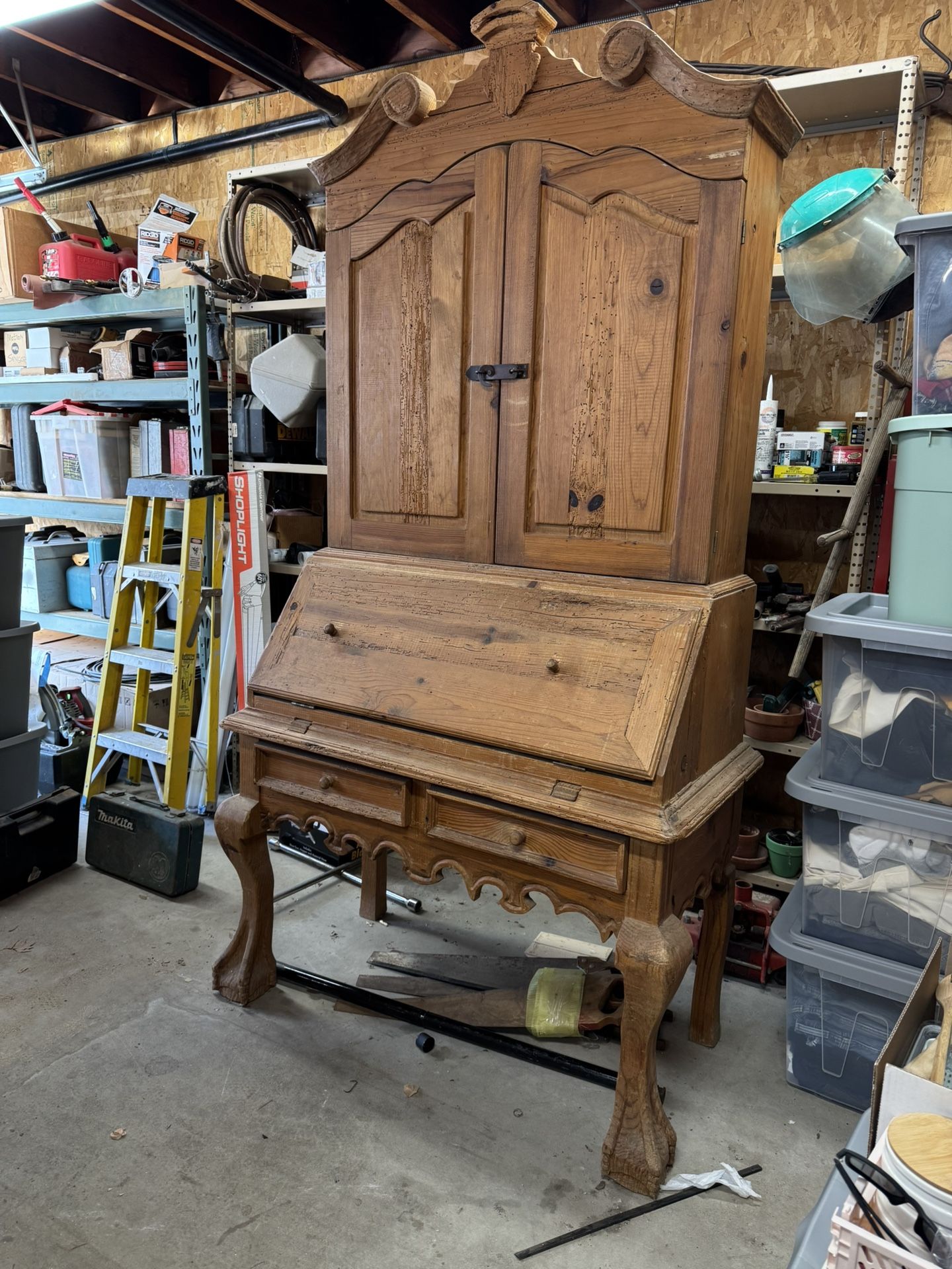 Vintage Wood Secretary Desk 
