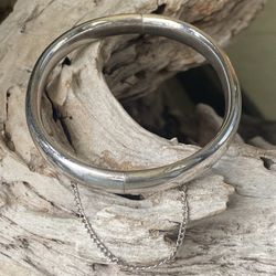 Vintage Sterling Cuff W / Safety Chain 