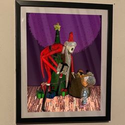 Nightmare before Christmas custom art piece of jack skellington as sandy claws