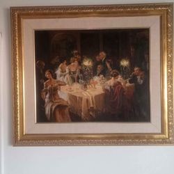 The end of dinner painting vintage