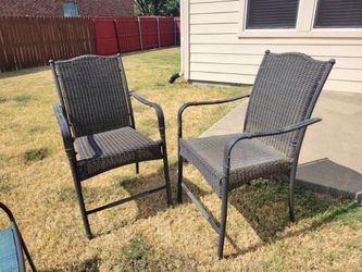 2 large Wicker and metal chairs
