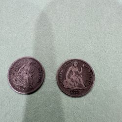 1856 and 1873 Half Dime Coins 