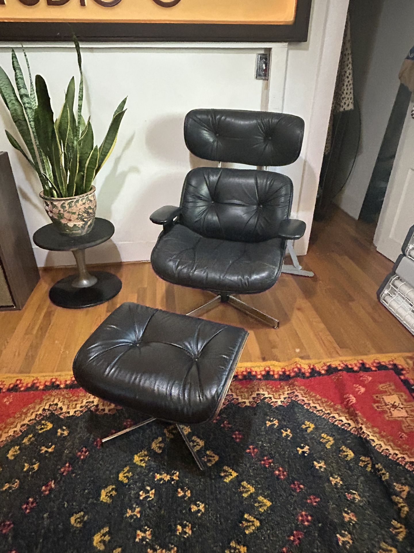 Mid Century vintage 1960s selig plycraft lounge chair + ottoman eames style