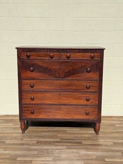 Antique Solid Wood Chest of Drawers | Mahogany Dresser | 2 Over 4 Drawer Chest | Traditional Storage
